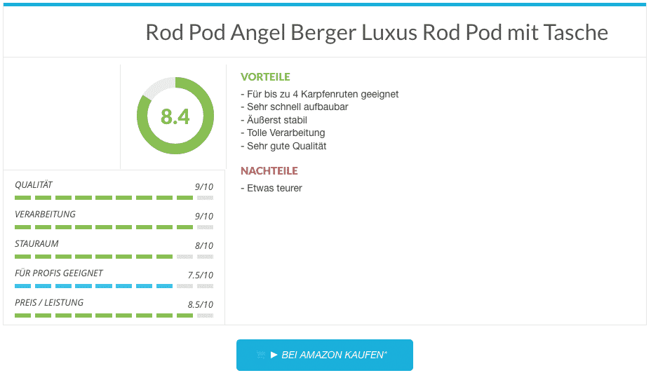 Ergebnis Rod Pod Angel Berger Luxus Rod Pod mit Tasche