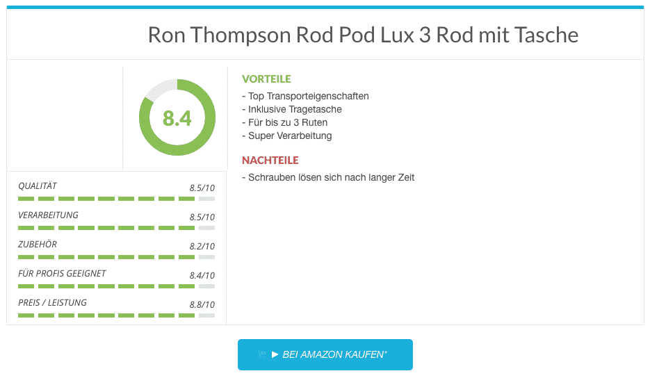 Rutenhalter Ergebnis Ron Thompson Rod Pod Lux 3 Rod mit Tasche