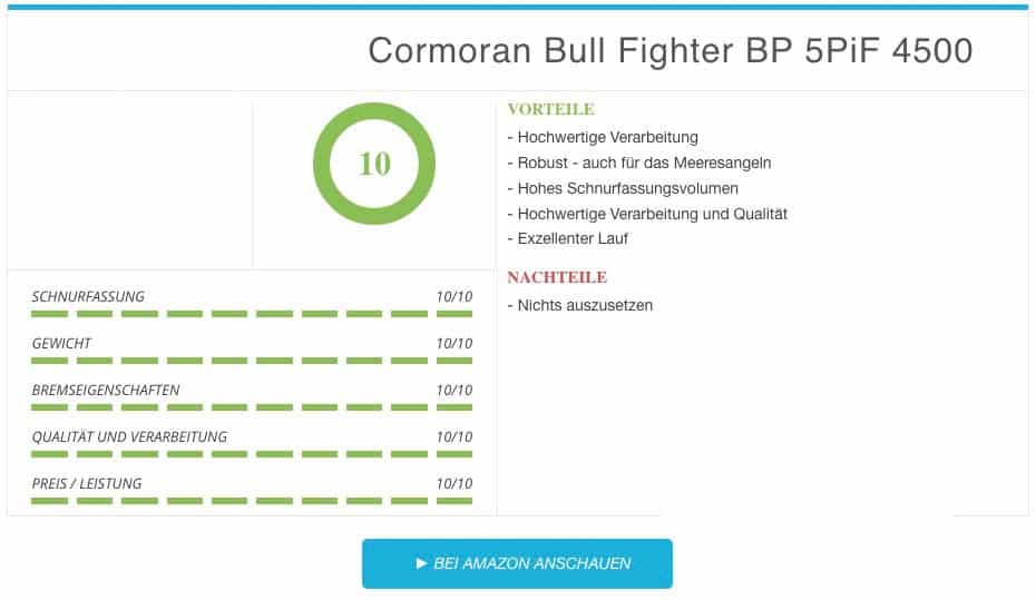 Test Cormoran Bull Fighter BP 5PiF 4500 Vergleichssieger Stationaerrolle 2