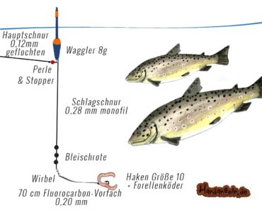 Vorbebleite Wagglermontage für Matchrute top 3 Forelle Schleie & Karpfen